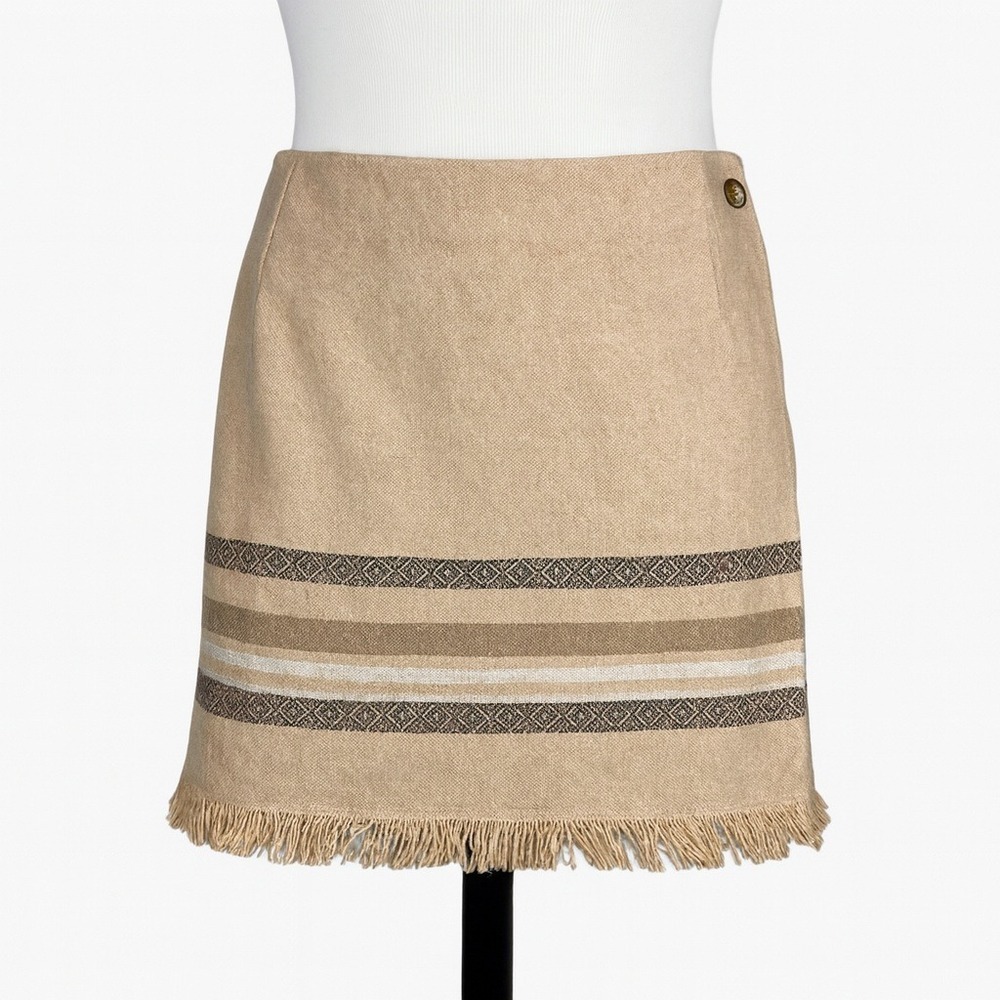 Andrea Vecarro Wool Blend Fringe Mini Skirt Size 10 Boho Classic Preppy‎ Vintage